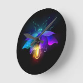 Neon Firefly auf schwarz Runde Wanduhr (Winkel)