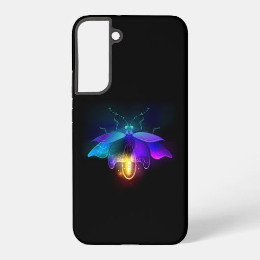 Neon Firefly auf schwarz Samsung Galaxy Hülle (Rückseite)