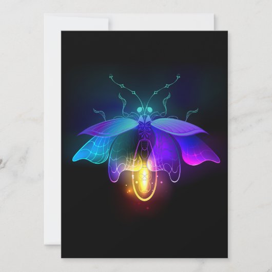 Neon Firefly auf schwarz Save The Date (Vorderseite)