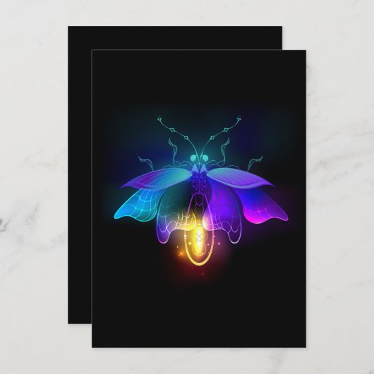 Neon Firefly auf schwarz Save The Date (Vorne/Hinten)