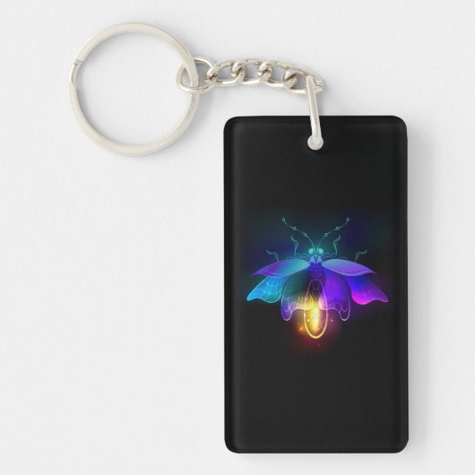 Neon Firefly auf schwarz Schlüsselanhänger (Vorderseite)