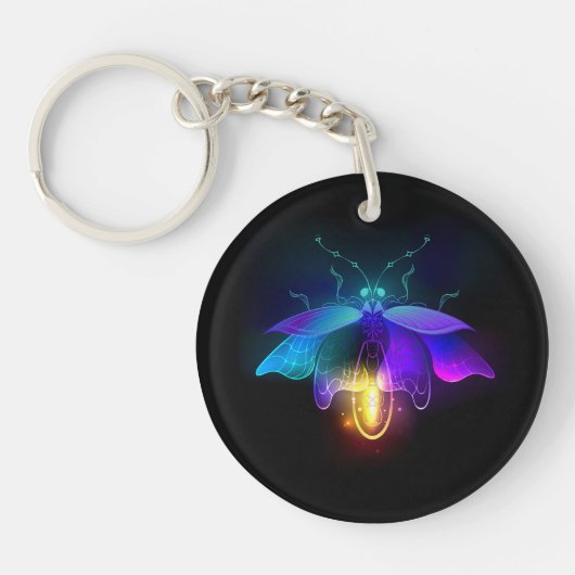 Neon Firefly auf schwarz Schlüsselanhänger (Vorderseite)