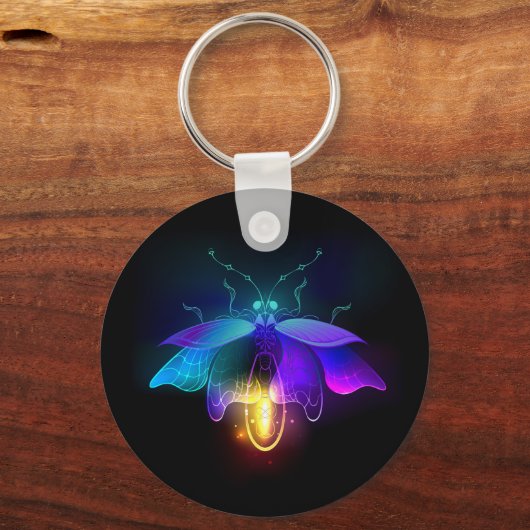 Neon Firefly auf schwarz Schlüsselanhänger (Vorderseite)