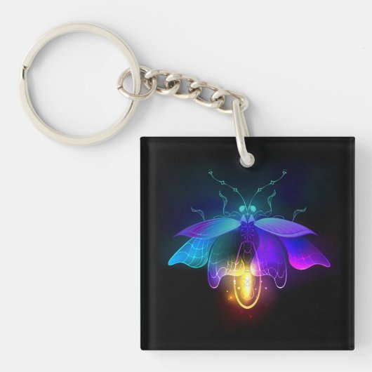 Neon Firefly auf schwarz Schlüsselanhänger (Vorderseite)