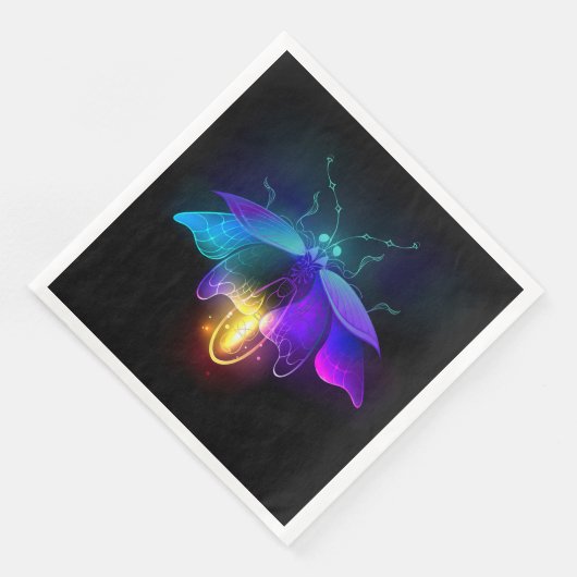 Neon Firefly auf schwarz Serviette (Ecke)