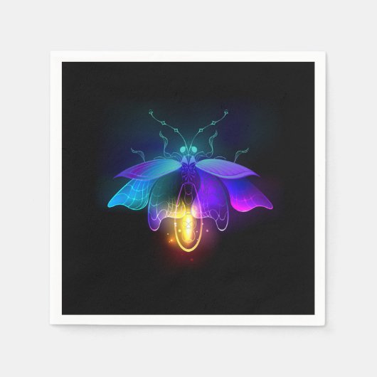 Neon Firefly auf schwarz Serviette (Vorderseite)