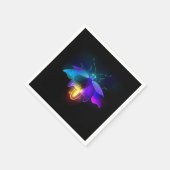 Neon Firefly auf schwarz Serviette (Ecke)