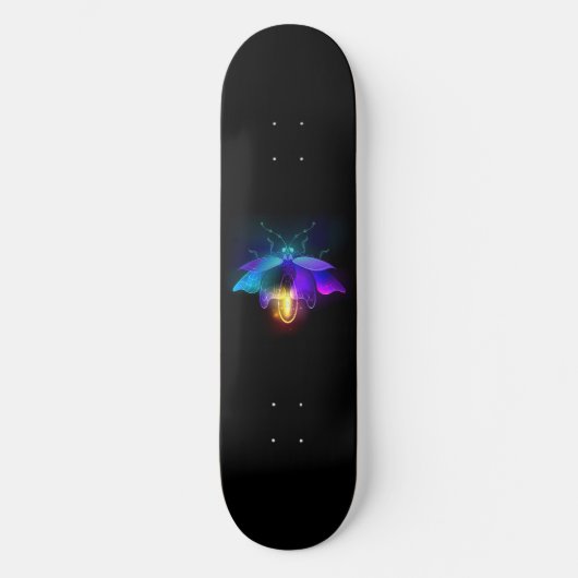 Neon Firefly auf schwarz Skateboard (Vorderseite)