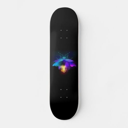 Neon Firefly auf schwarz Skateboard (Vorderseite)