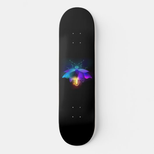 Neon Firefly auf schwarz Skateboard (Vorderseite)
