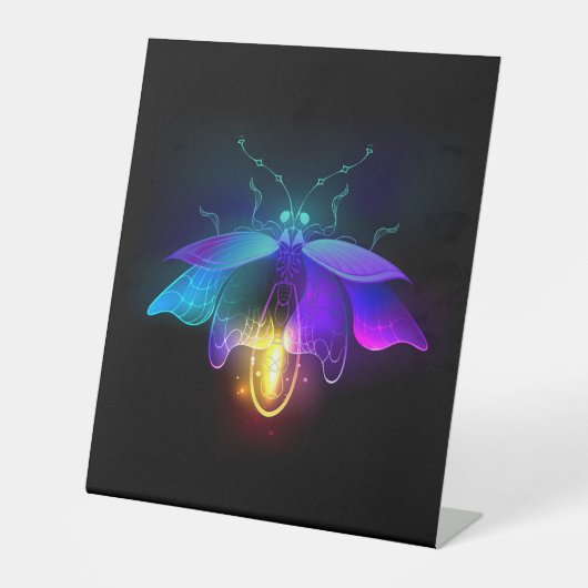 Neon Firefly auf schwarz Sockelschild (Vorderseite)
