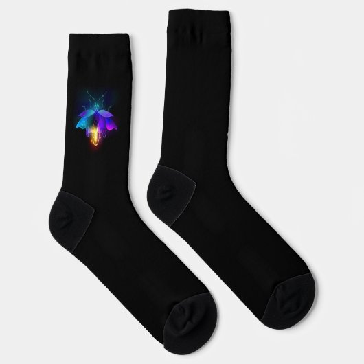 Neon Firefly auf schwarz Socken (Rechts)