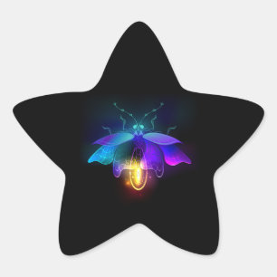 Neon Firefly auf schwarz Stern-Aufkleber