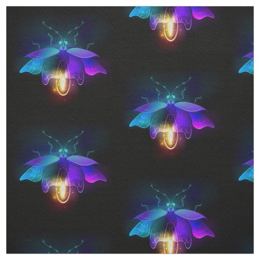 Neon Firefly auf schwarz Stoff (Muster)