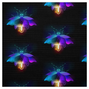 Neon Firefly auf schwarz Stoff