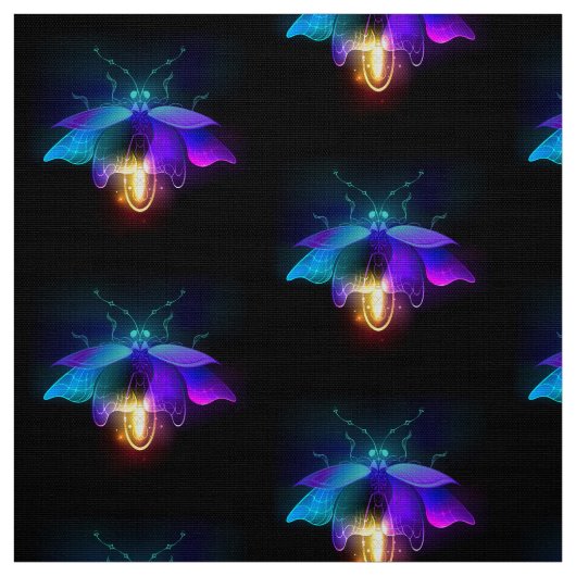 Neon Firefly auf schwarz Stoff (Muster)