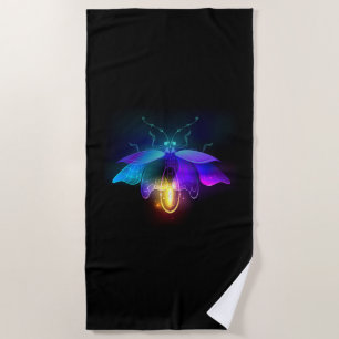 Neon Firefly auf schwarz Strandtuch