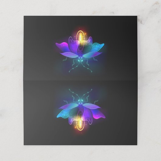 Neon Firefly auf schwarz Terminkarte (Außenseite Aufgefaltet)