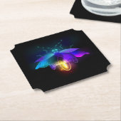 Neon Firefly auf schwarz Untersetzer (angewinkelt)