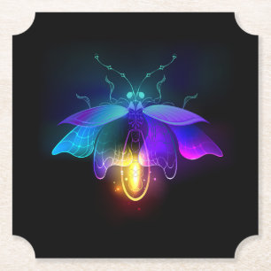 Neon Firefly auf schwarz Untersetzer