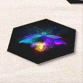 Neon Firefly auf schwarz Untersetzer (angewinkelt)
