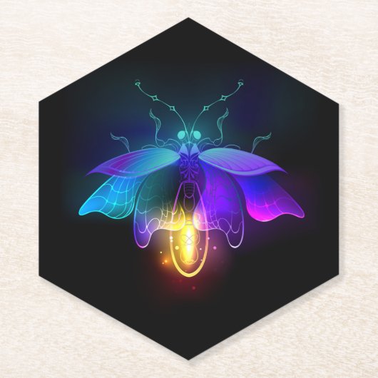 Neon Firefly auf schwarz Untersetzer (Vorderseite)