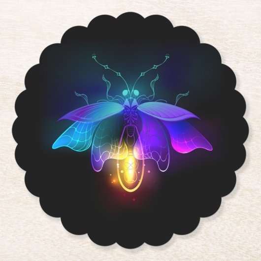 Neon Firefly auf schwarz Untersetzer (Vorderseite)