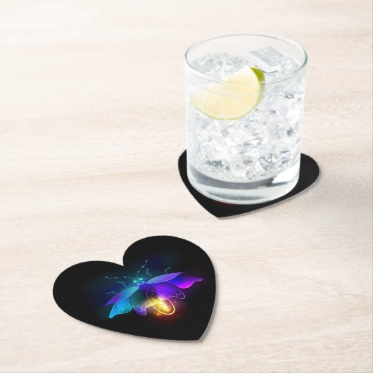 Neon Firefly auf schwarz Untersetzer (Vor Ort)
