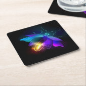 Neon Firefly auf schwarz Untersetzer (angewinkelt)