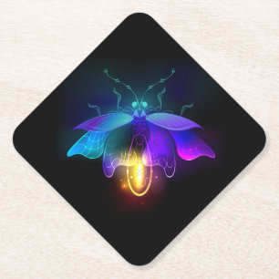 Neon Firefly auf schwarz Untersetzer