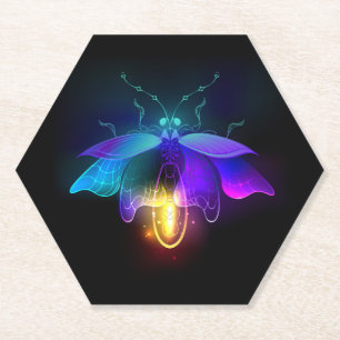 Neon Firefly auf schwarz Untersetzer