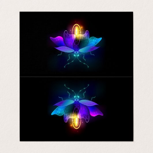 Neon Firefly auf schwarz Visitenkarten (Außenseite Aufgefaltet)