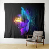 Neon Firefly auf schwarz Wandteppich (Beispiel (Horizontal))