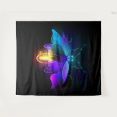 Neon Firefly auf schwarz Wandteppich (Vorderseite (Horizontal))