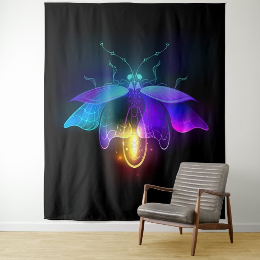 Neon Firefly auf schwarz Wandteppich (Beispiel)