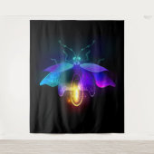 Neon Firefly auf schwarz Wandteppich (Vorderseite)