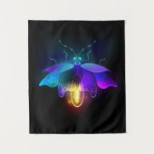 Neon Firefly auf schwarz Wandteppich (Vorderseite)