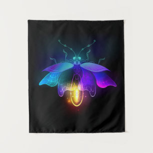 Neon Firefly auf schwarz Wandteppich