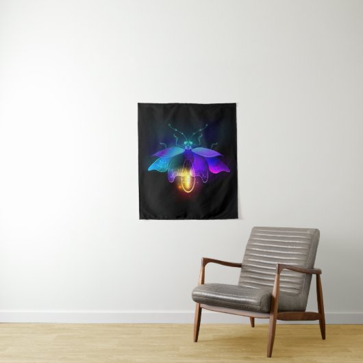 Neon Firefly auf schwarz Wandteppich (Beispiel)
