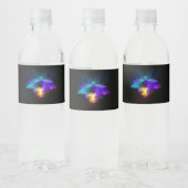 Neon Firefly auf schwarz Wasserflaschenetikett (Flaschen)