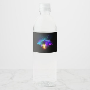 Neon Firefly auf schwarz Wasserflaschenetikett