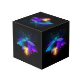 Neon Firefly auf schwarz Würfel (Rückseite Schrägansicht)