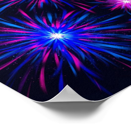 Neon Fireworks Celebration - Abstrakte Wall Art Poster (Ecke)