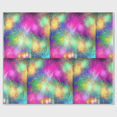 Neon Fireworks Geschenkpapier (Flach)