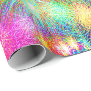 Neon Fireworks Geschenkpapier