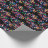 Neon Fireworks Geschenkpapier (Ecke)