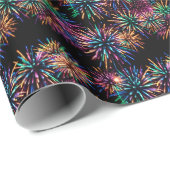Neon Fireworks Geschenkpapier (Rolleneckpunkt)