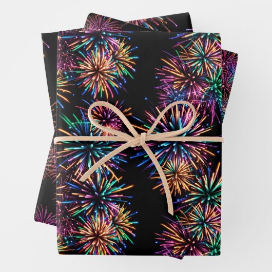 Neon Fireworks Geschenkpapier Set (Beispiel)