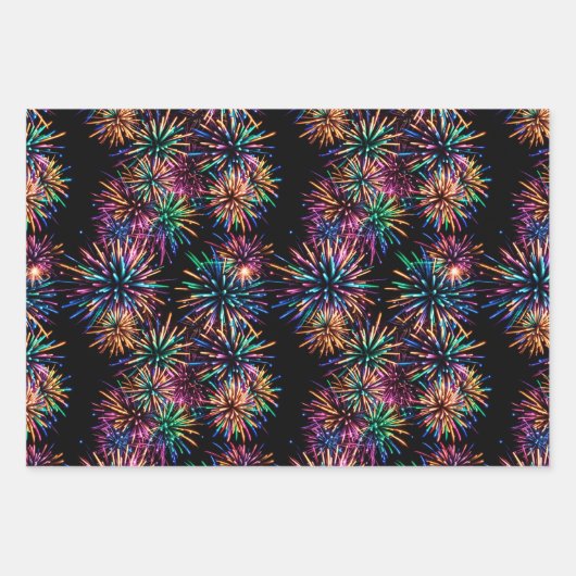 Neon Fireworks Geschenkpapier Set (Vorderseite)