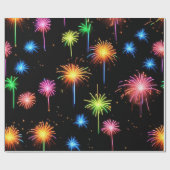 Neon Fireworks on Black Geschenkpapier (Flach)